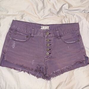 Free People Purple Denim Faded Shorts